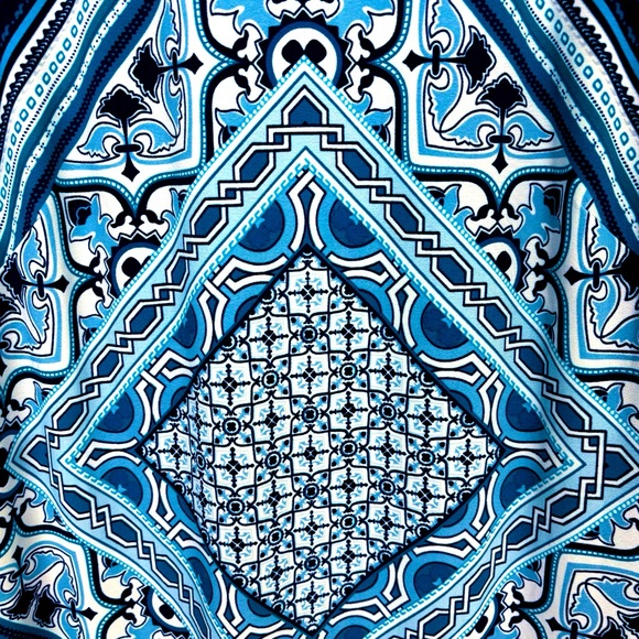 WHBM Reversible Scarf Print Sheath Dress Midi Navy Petrol Blue Size S - Picture 10 of 16